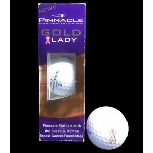 Pinnacle Gold Lady 2 Golf 3 Balls Komen Breast Cancer‎ Pink Ribbon 1 Sleeve